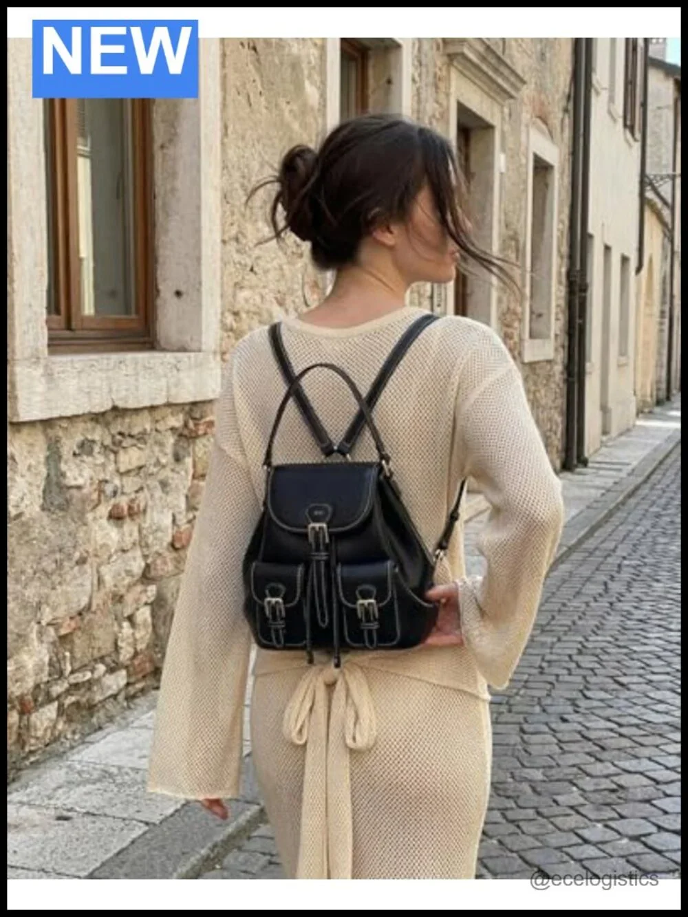 JW PEI Harper Vegan Leather Backpack with Buckle Pocket